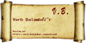 Verb Balambér névjegykártya